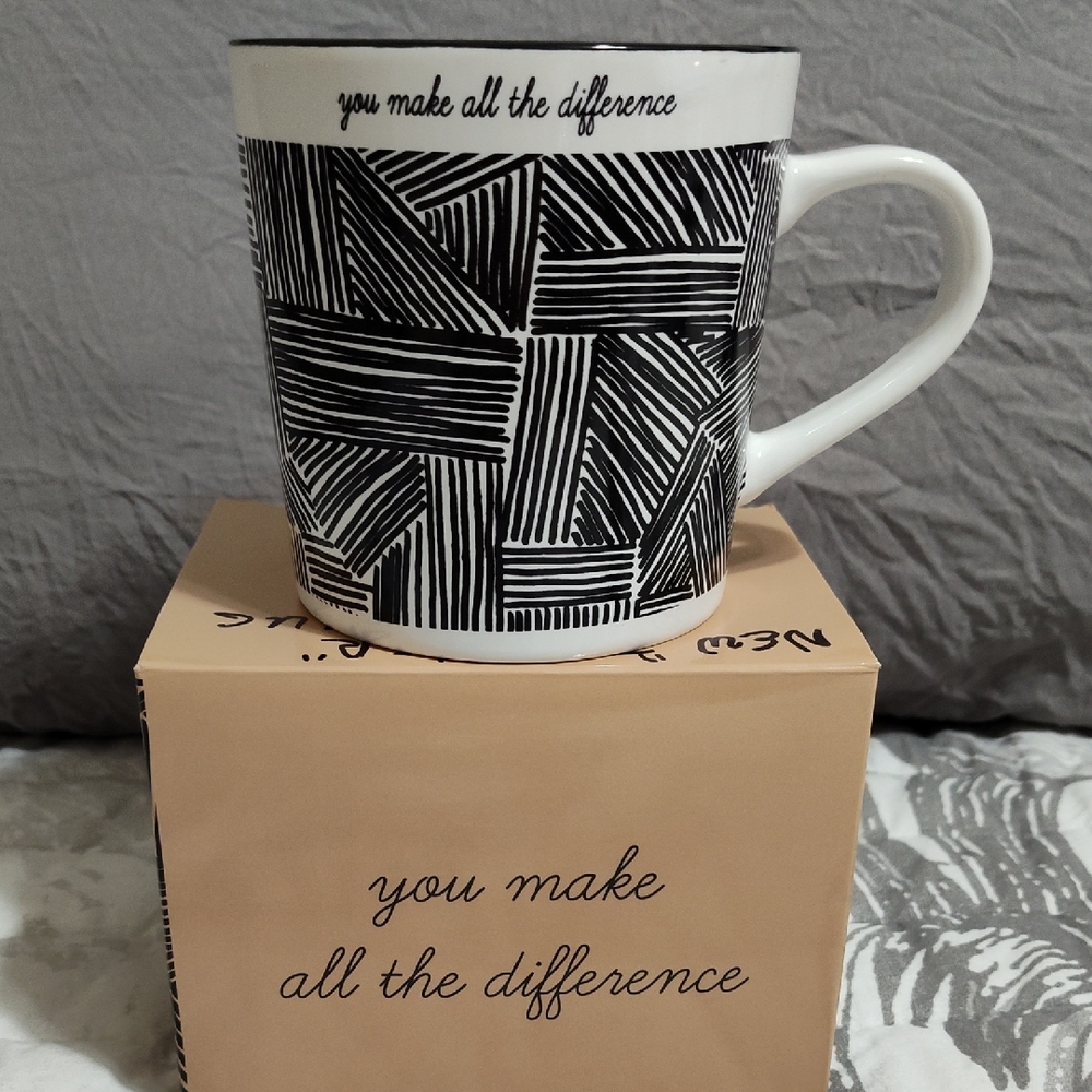 Teacher Appreciation Mug, Black & White Pattern w/Inspirational Message